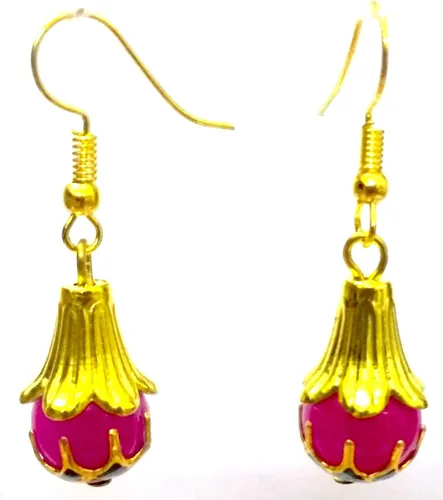 Vista 2 de DESI HAWKER Meenakari Minakari esmalte pintura oro hecho a mano pendiente Bali Jhumki Jhumka joyería india gota cuelga lámpara NI-253