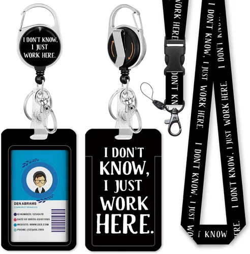 Vista 23 de Cordones negros para insignias de identificación, soporte retráctil para insignias de trabajo, cordón con soporte para tarjeta de crucero, llavero