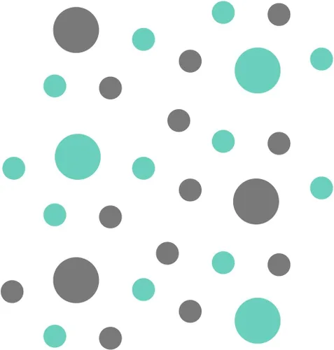 Vista 3 de Calcomanías de pared de vinilo gris/verde menta - círculos de 2 y 4 pulgadas (30 calcomanías)