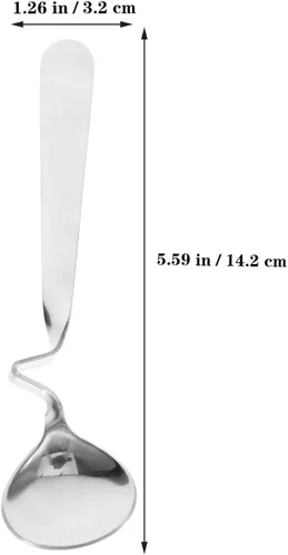 Vista 3 de OSALADI 2 cucharas de miel de acero inoxidable con mango curvado de 5.82 pulgadas, cucharaditas multifuncionales para miel, café, leche, mezcla