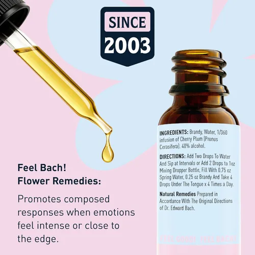 Vista 3 de Feel Bach! Flower Essence cuentagotas ciruela cereza, 0.7 fl oz, 0.7 fl oz