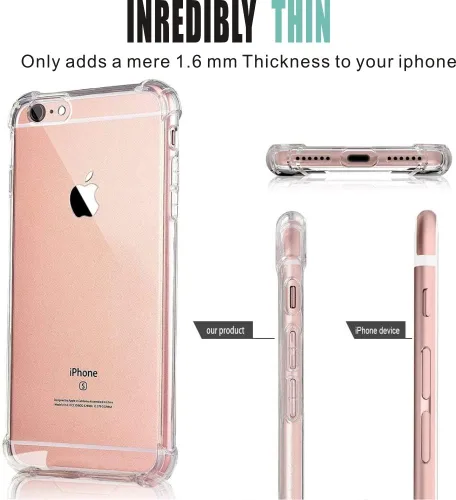 Vista 4 de Funda compatible con iPhone SE 2nd 2020 / iPhone SE 3 2022, protector de pantalla delgado, absorción de golpes, esquinas reforzadas, silicona TPU