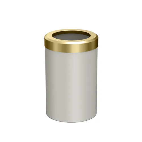Vista 24 de Gatco Cubo de basura pequeño con tapa, redondo de acero inoxidable de 3 galones, debajo del fregadero, latón cepillado, para baño, dormitorio