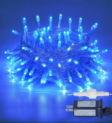 Vista 14 de Cadena de 200 luces LED de 98 pies, impermeables con 8 modos con memoria, fuente de alimentación certificada por UL de 30 V para el hogar, jardín