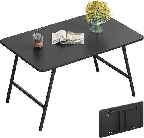 Vista 10 de WLIVE Mesa auxiliar plegable, moderna y portátil, pequeña, no necesita montaje, para sala de estar, hogar, espacio pequeño, color marrón rústico