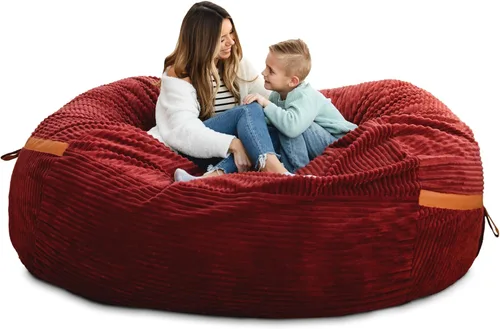 Vista 82 de Big Joe Fuf Silla Puf de Espuma de 5 Pies de Tamaño Extra Grande con Funda Extraíble para Niños, Adolescentes, Adultos, Onyx Lenox, Poliéster Tejido