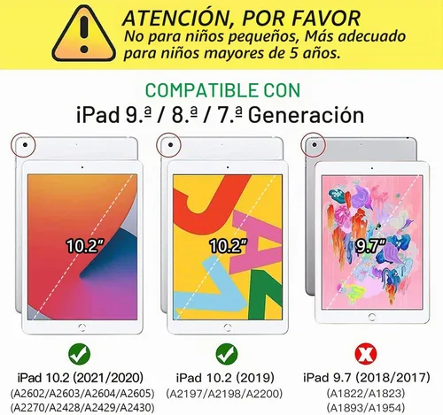 Vista 2 de Grifobes - Funda para iPad de 9.ª generación, para iPad de 8.ª/7.ª generación 2021/2020/2019, funda protectora resistente de 10.2" con soporte