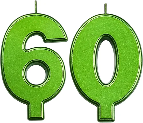 Vista 260 de DERVENTA Vela Grande de Cumpleaños Número 3D Verde Luminoso de 3.7 Pulgadas Celebración de Fiesta Aniversario Decoración Adorno para Pastel 1 Pieza