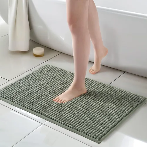 Vista 17 de FRESHMINT Alfombra de baño de felpilla gruesa y grumosa, 17"x24", alfombrilla de baño antideslizante, accesorio decorativo suave, linda alfombrilla