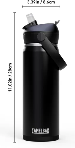 Vista 4 de CamelBak - Thrive - Botella de agua con tapa y pajilla, 20 onzas - Aislante de acero inoxidable, color negro