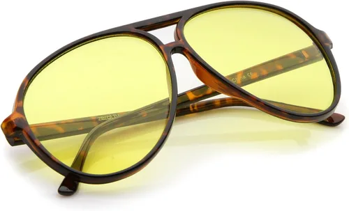 Vista 6 de zeroUV Gafas de sol estilo aviador con lente de bloqueo azul grande retro de 2.362 in