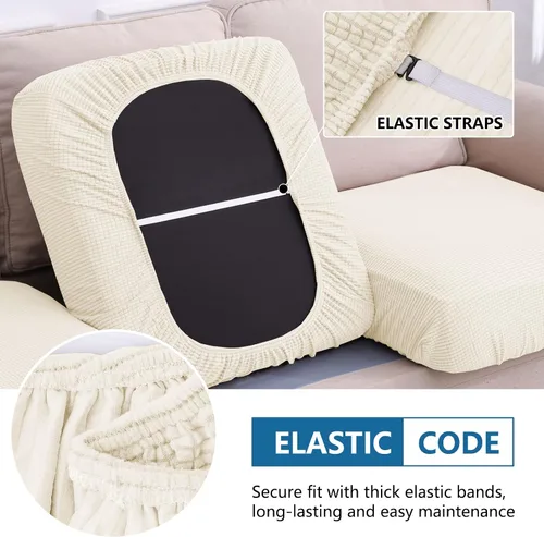 Vista 107 de hyha Fundas impermeables para sofá seccional, fundas de cojín Beige