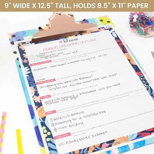 Vista 4 de bloom daily planners Portapapeles tamaño carta – Estándar A4 (9 pulgadas de ancho x 12.5 pulgadas de alto) bonito tablero decorativo para Abstracto