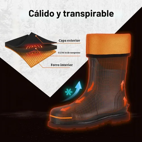 Vista 5 de TIDEWE Botas de trabajo de goma para hombres, puntera y vástago de acero Negro