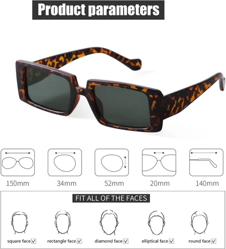 Vista 5 de Gafas de sol GIFIORE rectangulares para mujer, gafas de sol modernas estilo retro, gafas con montura ancha y con protección UV400