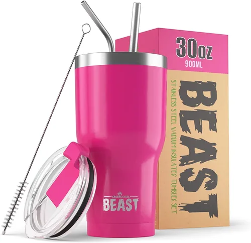Vista 55 de Beast Vaso de 10 oz de Acero Inoxidable con Aislamiento al Vacío para Café y Hielo de Doble Pared Termo de Viaje (Blanco Ártico)