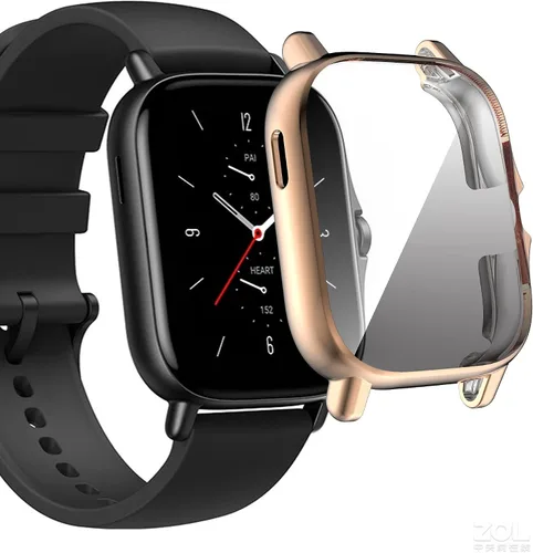 Vista 10 de Yrzper Compatible con Amazfit GTS 2 Smartwatch Case Plated Ultra-ThinTPU 360° Protector de pantalla de cuerpo entero Protector de pantalla de Negro