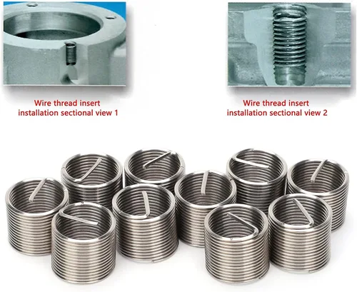 Vista 5 de Hilitand 10 piezas de insertos de rosca de alambre de acero, kit de enchufe de reparación de rosca de acero inoxidable M18x1.5x1.5D, se puede