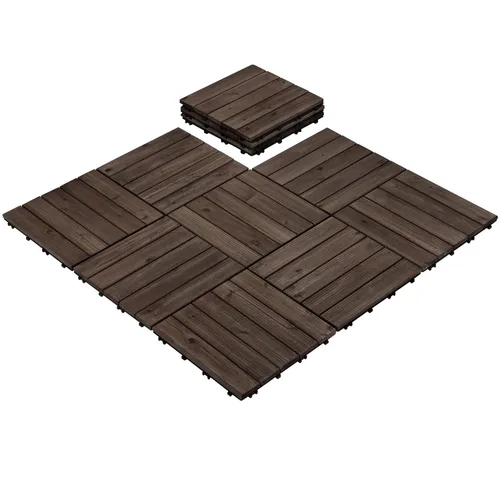 Vista 20 de Yaheetech 55 azulejos de terraza de patio entrelazados de madera compuesta de madera para cubierta de pisos de madera de 12 x 12 pulgadas, madera