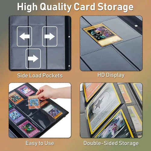 Vista 5 de Carpeta para tarjetas de intercambio, 9 bolsillos para tarjetas intercambiables, 360 bolsillos de doble cara, funda para tarjetas