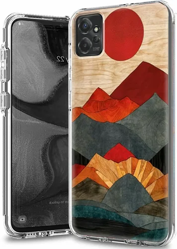 Vista 43 de Funda transparente para Motorola Moto G 5G 2023 con patrón de ciervo de bandera estadounidense para mujeres y hombres, doble capa híbrida de TPU