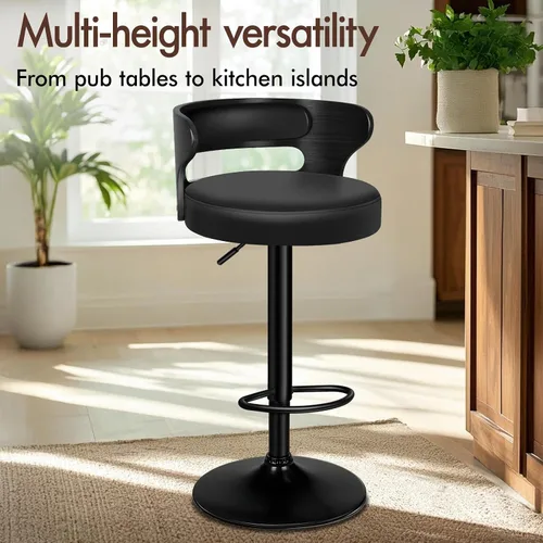 Vista 7 de ALFORDSON Juego de 2 taburetes de bar, taburetes de bar giratorios de altura ajustable para encimera de cocina, modernas sillas de bar tapizadas