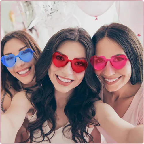 Vista 6 de Heart Shaped Sunglasses for Women, Transparent Candy Rimless Sunglasses, Fashion Heart Shaped Glasses for Party Favor