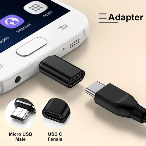 Vista 2 de Adaptador micro USB a USB C, paquete de 4 conectores tipo C hembra a micro USB macho, compatible con carga y sincronización de datos para Samsung