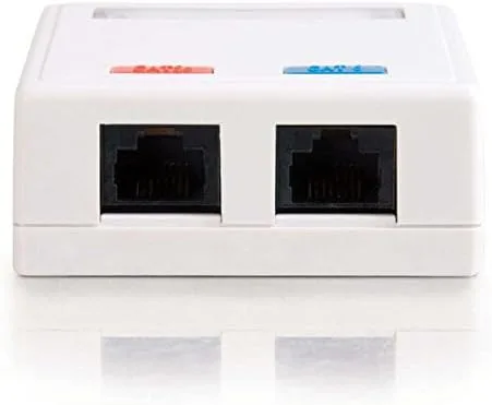 Vista 3 de C2G 03837 Caja de montaje en superficie Cat5e de 2 puertos, color blanco