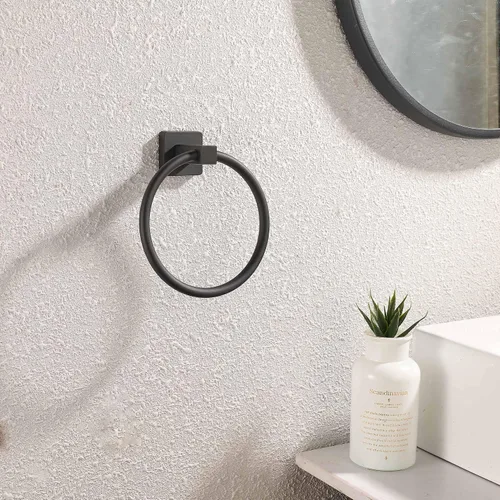 Vista 8 de Toallero de papel higiénico negro, soporte para toallas de baño, soporte de doble poste para toallas de baño, soporte moderno para papel higiénico