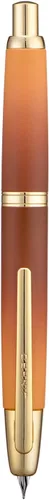 Vista 36 de Jinhao 10 Press Pluma estilográfica con caja, punta mediana retráctil de oro mate cepillado con juego de convertidor de tinta (clip dorado)