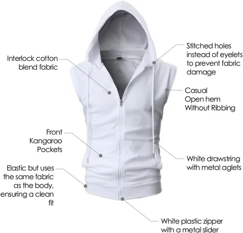 Vista 7 de Ohoo Sudadera con capucha para hombre, ajuste delgado, ligera, con cremallera