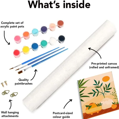 Vista 7 de cupmod Paquete de 6 kits de pintura por números para adultos principiantes, Número Boho Acrílico Fácil, DIY Números de Acuarela en Lienzo Sin Marco