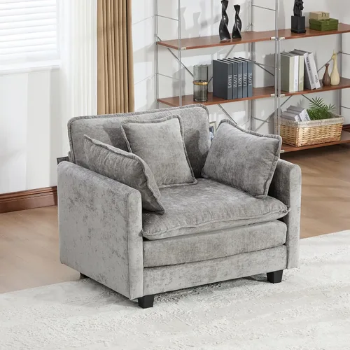 Vista 335 de Sofá seccional modular verde de 111.5", sofás seccionales grandes de 3 plazas para sala de estar, sofá nube oversized de tela chenille con otomana