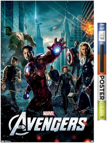 Vista 17 de Trends International Marvel Avengers: Póster de pared de una hoja, 22.4 pulgadas de largo x 14.7 pulgadas, versión enmarcada de madera de granero