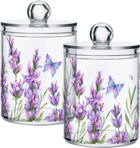 Vista 15 de Paquete de 2 dispensadores porta-hisopos Qtip para bolas de algodón, girasol amarillo, hisopos de algodón, almohadillas redondas de algodón, juego