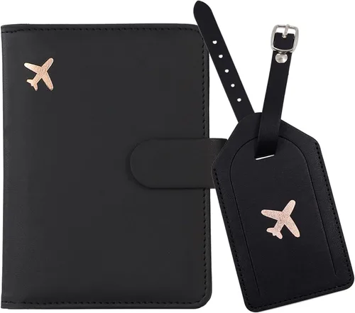 Vista 17 de Melsbrinna Rfid - Soporte para pasaporte para mujeres y hombres, juego de etiqueta de maleta de viaje, bonita cartera de pasaporte con ranuras