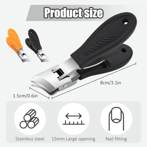 Vista 6 de Cortauñas inclinada antisalpicaduras con apertura de mandíbula ancha, cortador de uñas resistente con mango cómodo, perfecto para cortaúñas de pies