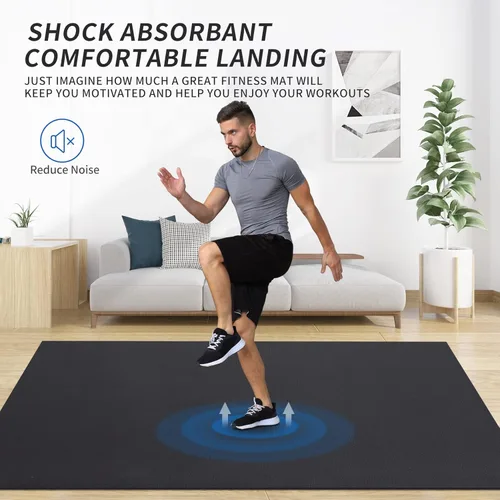 Vista 4 de MRO Extra Large Exercise Mat For Home Gym, 8'x4.5'/7'x4.5'/6'x4.5'(7mm) Workout Mats for Gym Flooring, Non-Slip, Extra Thick Durable Cardio Mat
