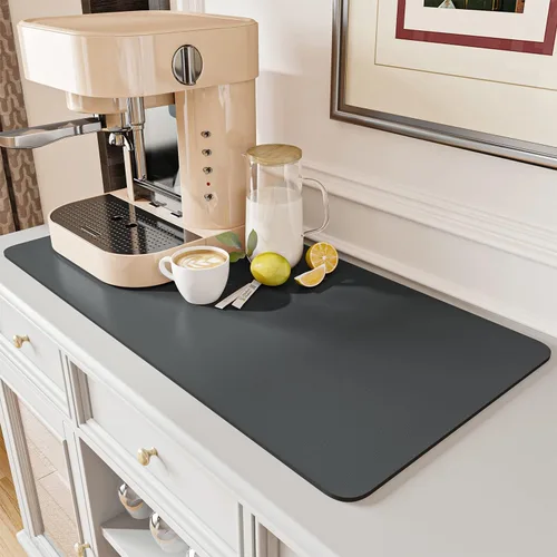 Vista 29 de AMOAMI Tapete de café absorbente con parte trasera de goma para secar platos para encimera de cocina, accesorios de bar para debajo de la cafetera