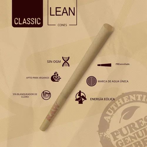 Vista 3 de RAW Cones Lean Size Classic - Paquete de 50 conos rodantes de combustión lenta con puntas