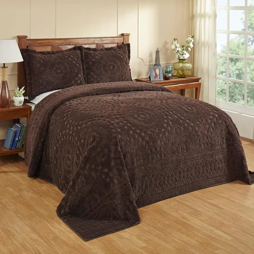 Vista 17 de Better Trends 1 colcha de chenilla tamaño matrimonial/doble, ropa de cama de chenilla 100% algodón, patrón de medallón ligero, decoración