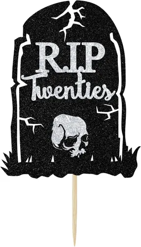 Vista 7 de Decoración negra para tartas de los años veinte con purpurina y texto "Dirty Thirty/Cheers to 30 Years", suministros de decoración de fiesta