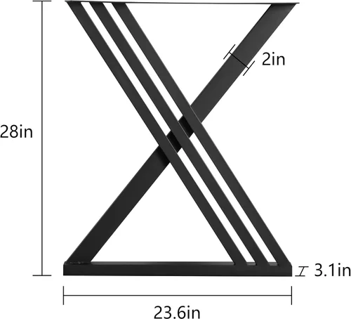 Vista 4 de Patas triangulares de metal de 28 pulgadas, base de escritorio resistente para bricolaje Heavy-duty Carbon Steel, Matte Black Finish