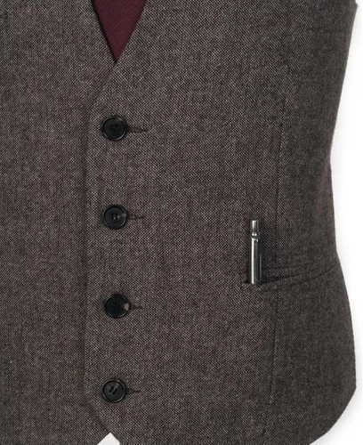 Vista 4 de Ruth&Boaz Chaleco de traje de negocios de tweed de lana de espiga de 3 bolsillos 4 botones
