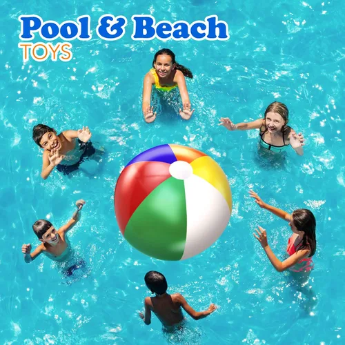 Vista 4 de 4E's Novelty Pelotas de playa [3 unidades] Pelotas de playa inflables de 20 pulgadas para niños, juegos de piscina, juguetes para niños y niños