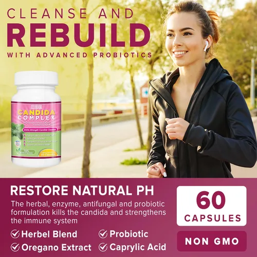Vista 4 de Candida Complex Fortalece tu sistema inmunológico Limpieza intestinal completamente natural con hierbas, antifúngicos, enzimas y probióticos
