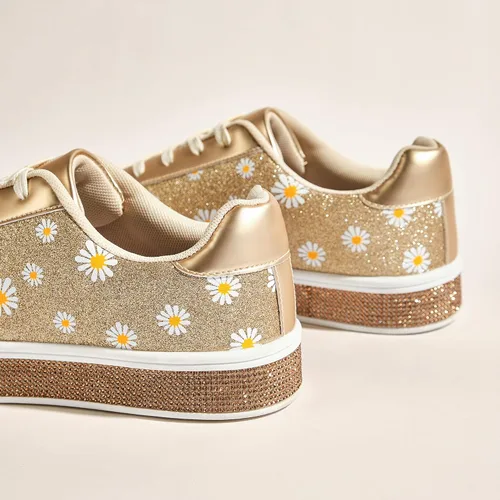 Vista 2 de UUBARIS Zapatillas de tenis con purpurina para mujer, color neón, elegantes, brillantes, con diamantes de imitación, para boda, novia, zapatos