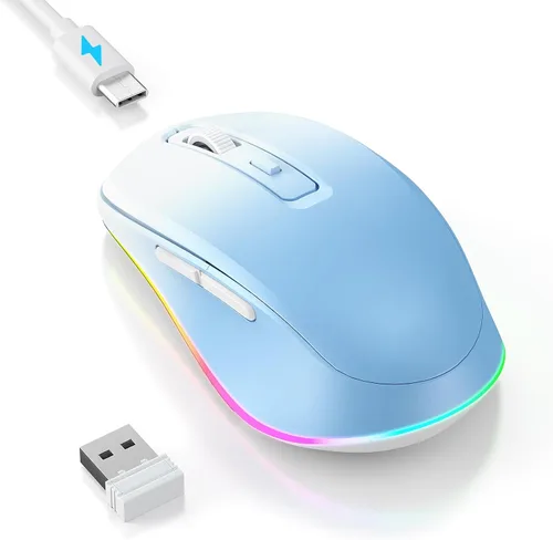 Vista 23 de PEIOUS Ratón Inalámbrico Jiggler – Ratones Inalámbricos LED con Jiggler Mover Integrado, Ratón Móvil Recargable para Computadora con Movimiento