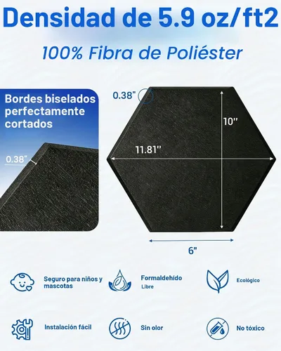 Vista 2 de Paquete de 12 paneles de pared acústicos decorativos Black/Grey